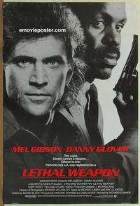 g281 LETHAL WEAPON advance one-sheet movie poster '87 Mel Gibson, Glover
