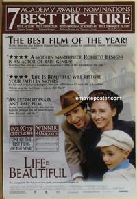 g284 LIFE IS BEAUTIFUL one-sheet movie poster '97 Roberto Benigni