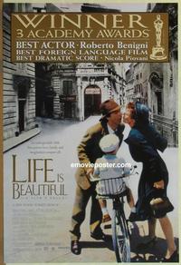 g285 LIFE IS BEAUTIFUL DS one-sheet movie poster '97 Roberto Benigni
