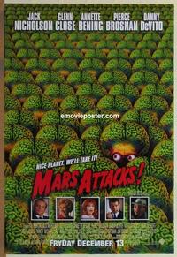 g300 MARS ATTACKS DS advance one-sheet movie poster '96 Nicholson, Burton