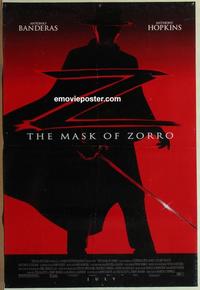 g301 MASK OF ZORRO DS advance one-sheet movie poster '98 Banderas, Hopkins