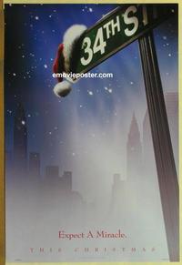 g315 MIRACLE ON 34th STREET DS teaser one-sheet movie poster '94 Christmas!