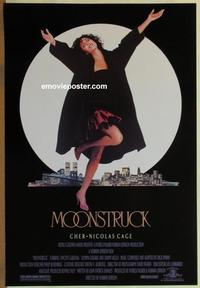 g318 MOONSTRUCK one-sheet movie poster '87 Cher, Nicholas Cage, Dukakis