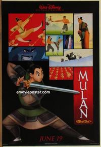 g321 MULAN DS 'sword style' teaser one-sheet movie poster '98 Walt Disney