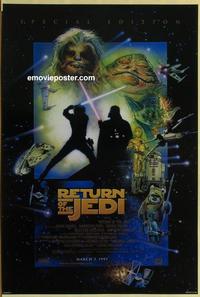 g375 RETURN OF THE JEDI DS style D advance one-sheet movie poster R97 Lucas