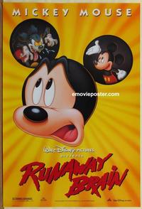 g389 RUNAWAY BRAIN DS one-sheet movie poster '95 Disney, Mickey Mouse