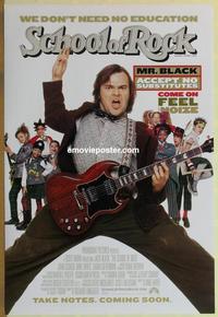 g395 SCHOOL OF ROCK DS advance one-sheet movie poster '03 teacher Jack Black