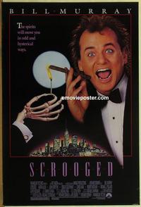 g397 SCROOGED one-sheet movie poster '88 Bill Murray, great image!