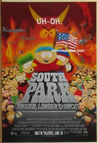 g427 SOUTH PARK: BIGGER, LONGER & UNCUT DS advance one-sheet movie poster '99