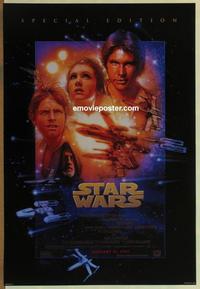 g444 STAR WARS DS advance 1sh movie poster R97 George Lucas, Ford