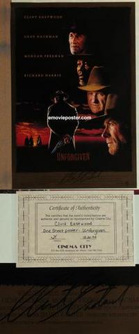 g500 UNFORGIVEN DS signed one-sheet movie poster '92 Clint Eastwood