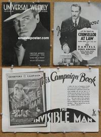 f396 UNIVERSAL WEEKLY movie trade magazine 10-28-33 Invisible Man!