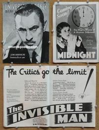 f398 UNIVERSAL WEEKLY movie trade magazine 11-11-33 Invisible Man!