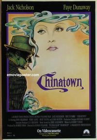 g111 CHINATOWN video one-sheet movie poster '74 Jack Nicholson, Polanski
