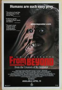 g197 FROM BEYOND video advance one-sheet movie poster '86 HP Lovecraft