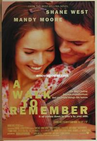 g512 WALK TO REMEMBER DS one-sheet movie poster '02 Mandy Moore, Shane West