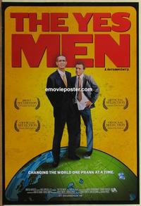 g532 YES MEN DS one-sheet movie poster '03 anti-corporate activists!