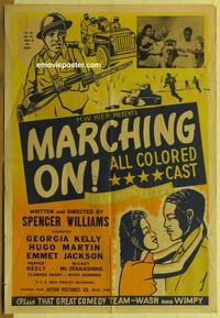 h053 MARCHING ON 1sheet '43 early black WWII movie!