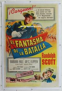 k249 7th CAVALRY linen Spanish/US one-sheet movie poster '56 Randolph Scott