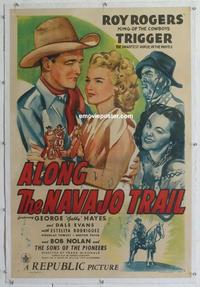 k253 ALONG THE NAVAJO TRAIL linen one-sheet movie poster '45 Roy Rogers