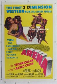 k262 ARENA linen one-sheet movie poster '53 Gig Young, 3-D rodeo!