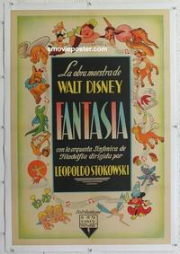 k215 FANTASIA linen Argentinean movie poster '41 Disney classic!