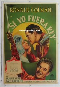 k219 IF I WERE KING linen Argentinean movie poster '38 Colman