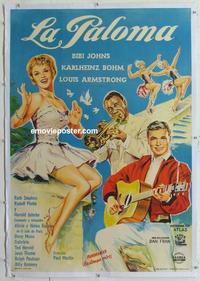 k220 LA PALOMA linen Argentinean movie poster '59 Louis Armstrong