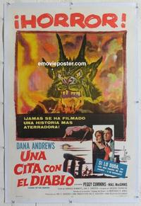 k222 NIGHT OF THE DEMON linen Argentinean movie poster '57