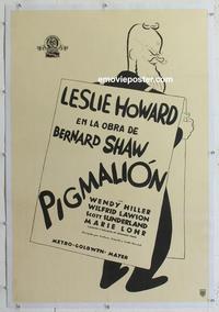 k224 PYGMALION linen Argentinean movie poster '38 Howard, Shaw