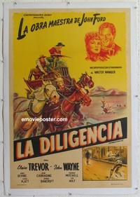k227 STAGECOACH linen Argentinean movie poster R40s John Wayne