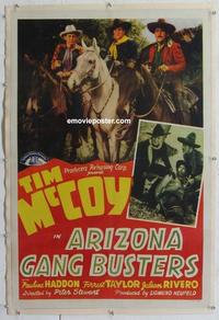 k263 ARIZONA GANGBUSTERS linen one-sheet movie poster '40 Tim McCoy