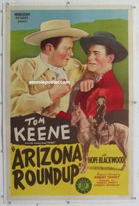 k264 ARIZONA ROUNDUP linen one-sheet movie poster '42 Tom Keene, Blackwood