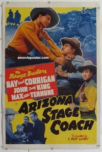 k265 ARIZONA STAGE COACH linen one-sheet movie poster '42 Ray Corrigan