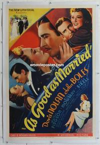 k266 AS GOOD AS MARRIED linen one-sheet movie poster '37 Doris Nolan, Boles