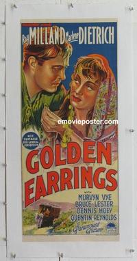 k066 GOLDEN EARRINGS linen Aust daybill movie poster '47 Dietrich