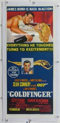 k067 GOLDFINGER linen Aust daybill movie poster '64 Connery as Bond!