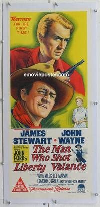 k070 MAN WHO SHOT LIBERTY VALANCE linen Aust daybill movie poster '62
