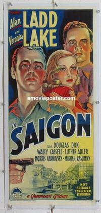k071 SAIGON linen Aust daybill movie poster '48 Ladd, Veronica Lake