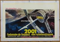 k075 2001 A SPACE ODYSSEY linen Belgian movie poster '68 Stan Kubrick