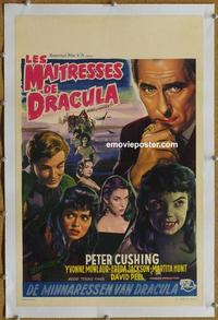 k079 BRIDES OF DRACULA linen Belgian movie poster '60 Hammer, Cushing