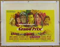 k084 GRAND PRIX linen Belgian movie poster '67 James Garner, car racing!