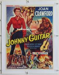 k086 JOHNNY GUITAR linen Belgian movie poster '54 Joan Crawford, Ray