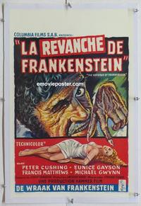 k089 REVENGE OF FRANKENSTEIN linen Belgian movie poster '58 Cushing