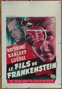 k091 SON OF FRANKENSTEIN linen Belgian movie poster R60s Boris Karloff