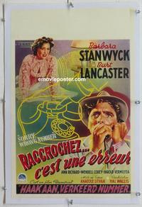 k092 SORRY WRONG NUMBER linen Belgian movie poster '48 Burt Lancaster