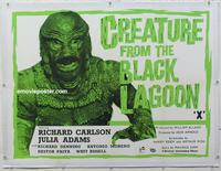 k053 CREATURE FROM THE BLACK LAGOON linen British quad movie poster R60s