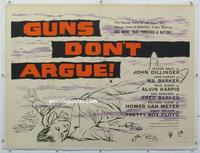 k055 GUNS DON'T ARGUE linen British quad movie poster '57 factual story