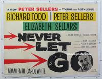 k057 NEVER LET GO linen British quad movie poster '62 Peter Sellers