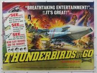 k060 THUNDERBIRDS ARE GO linen British quad movie poster '66 puppets!